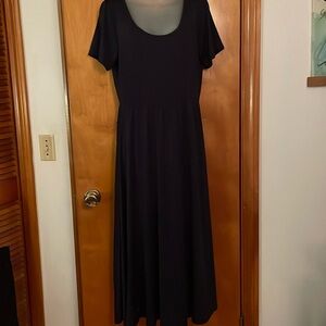 LuLaRoe short sleeve scooped neck blue maxi dress